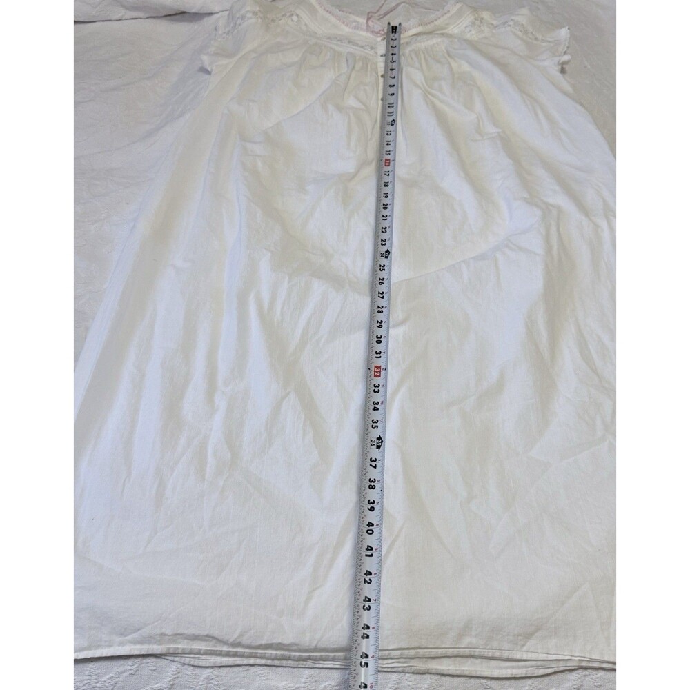 NWOT Vtg 80s Eileen West White Cotton Lawn Nightgown Pockets Lace L Prairecore - Picture 13 of 14